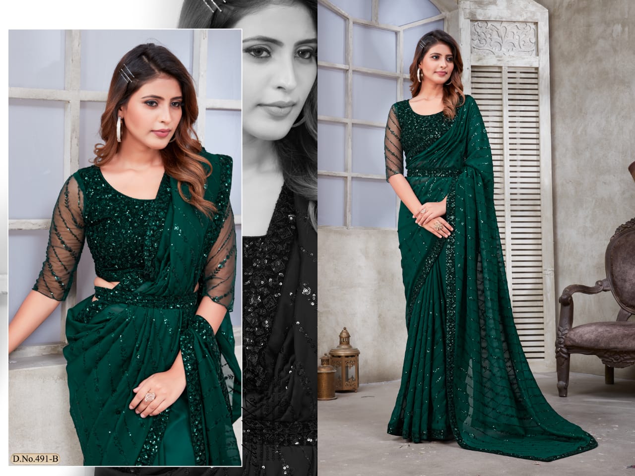 Zara 491 Party Wear Wholesale Designer Saree Catalog

